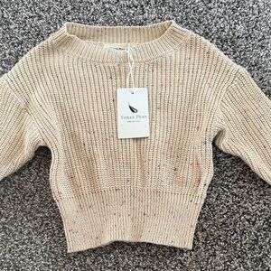Baby girl Three Peas Speckled Tan Sweater Size 3-6 Months NWT 100% cotton